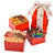 Red Glossy Gift Tower With Sweet And Salty Snacks